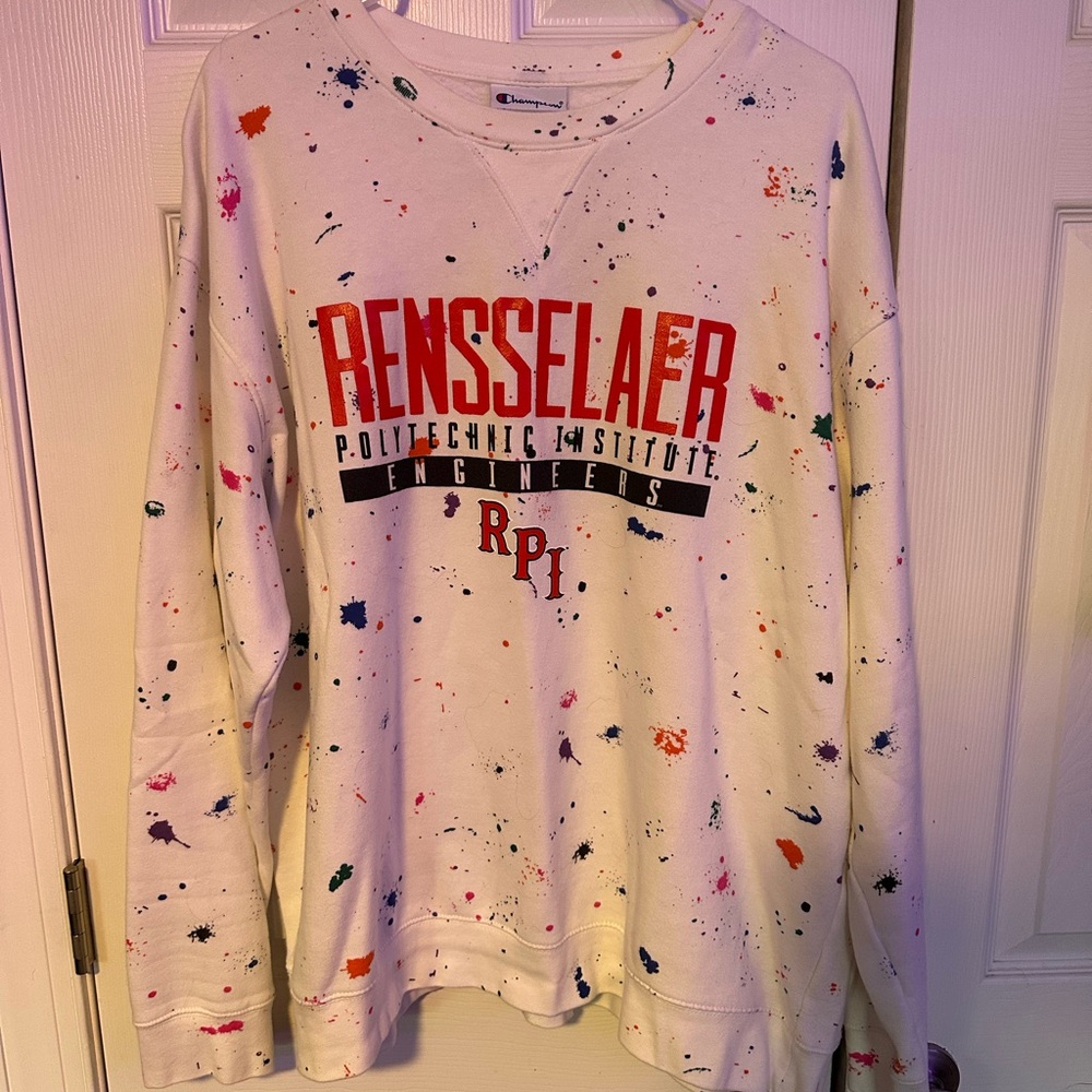 Rensselaer Splatter Paint Sweatshirt - White